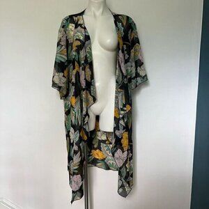 Lularoe floral black Waterfall sheer kimono coverup